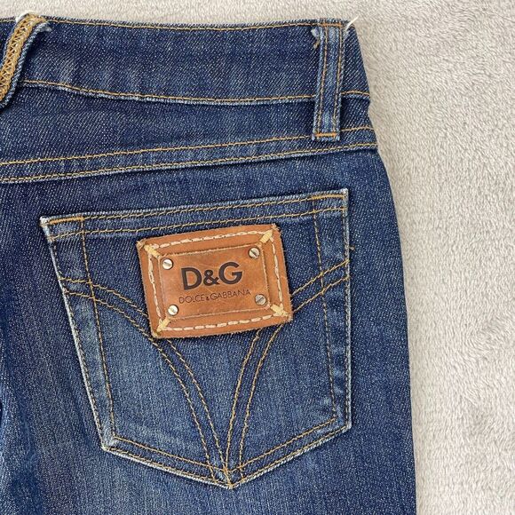 Dolce & Gabbana D&G Jeans Women 24 Blue Cute Slim Straight Back Logo Designer‎ - Picture 15 of 15